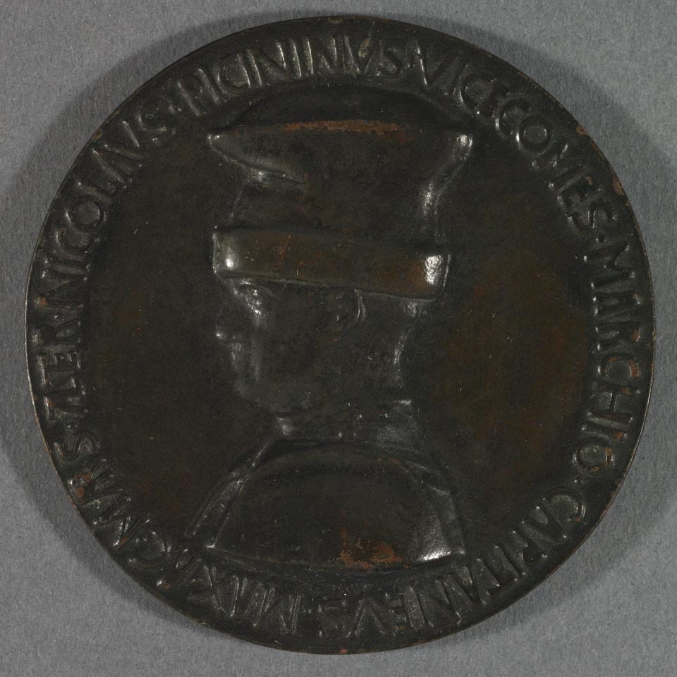 Antonio Pisano, called Pisanello  (Italian, 1380-1455), Uniface Bronze Medal for Niccolo Piccinino, 1441, later cast
