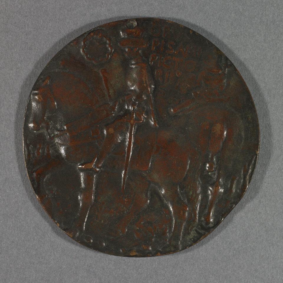 Antonio Pisano, called Pisanello  (Italian, 1380-1455), Uniface Bronze Medal for Gianfrancesco Gonzaga, Marquess of Mantua, 1444, later cast