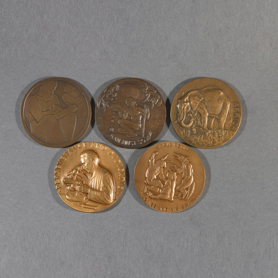 Society of Medalists, Medallic Art Co., New York, Five Bronze Medals