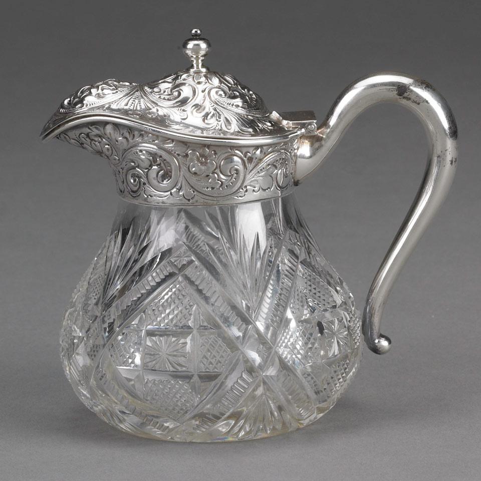American Silver Mounted Cut Glass Syrup Jug, c.1900