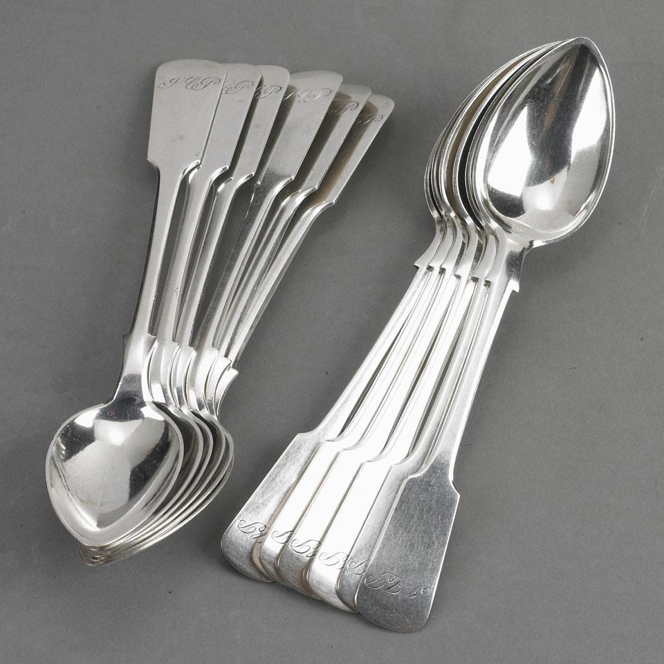 Set of Twelve Canadian Silver Fiddle Pattern Teaspoons, George Savage I, Montreal, Que., second quarter of the 19th century