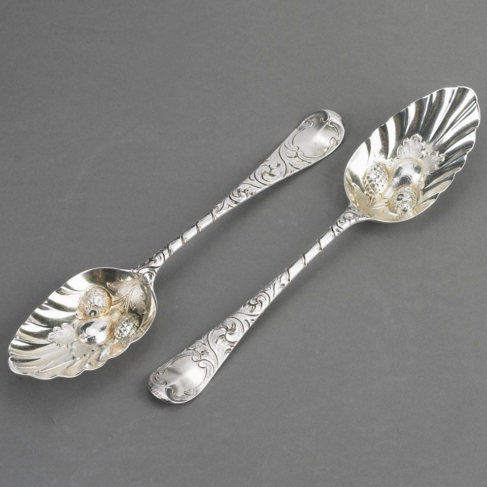 Pair of George II Silver Berry Spoons, William Turner, London, 1759