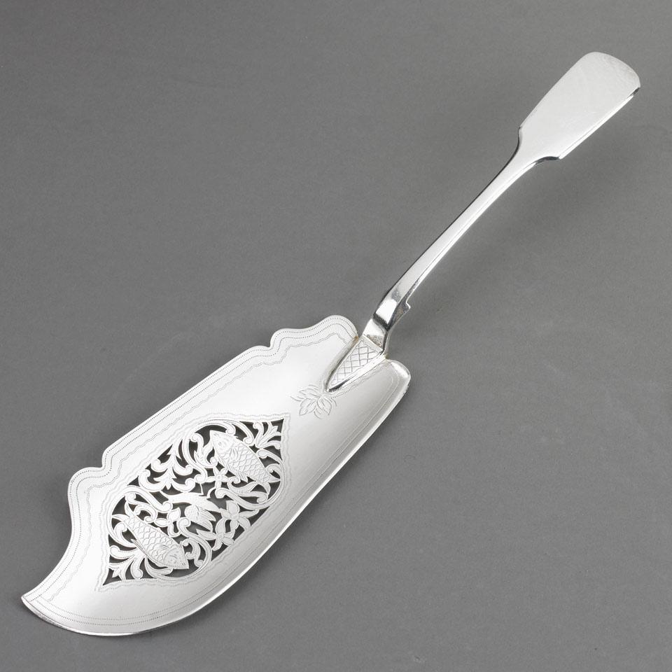Victorian Silver Fiddle Pattern Fish Slice, Robert Williams (of Bristol), Exeter, 1844