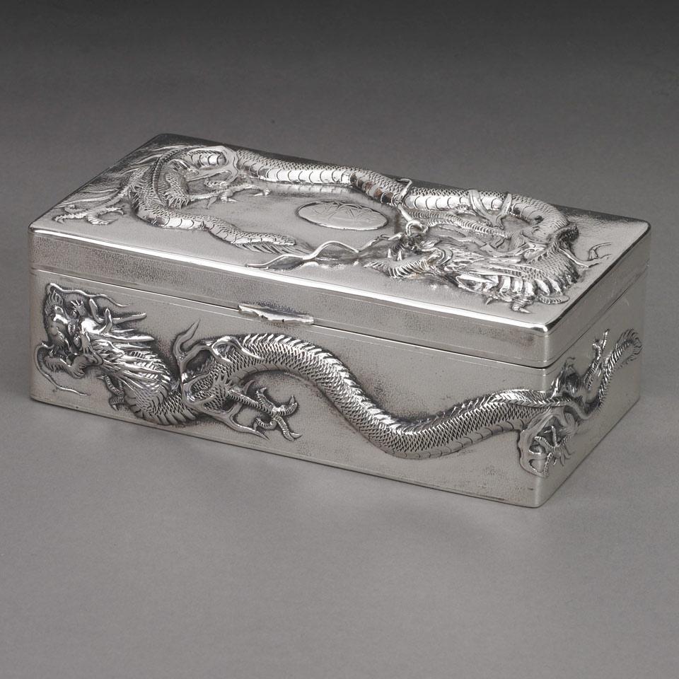Chinese Export Silver Table Cigarette Box, Zee Wo & Co., Shanghai, early 20th century
