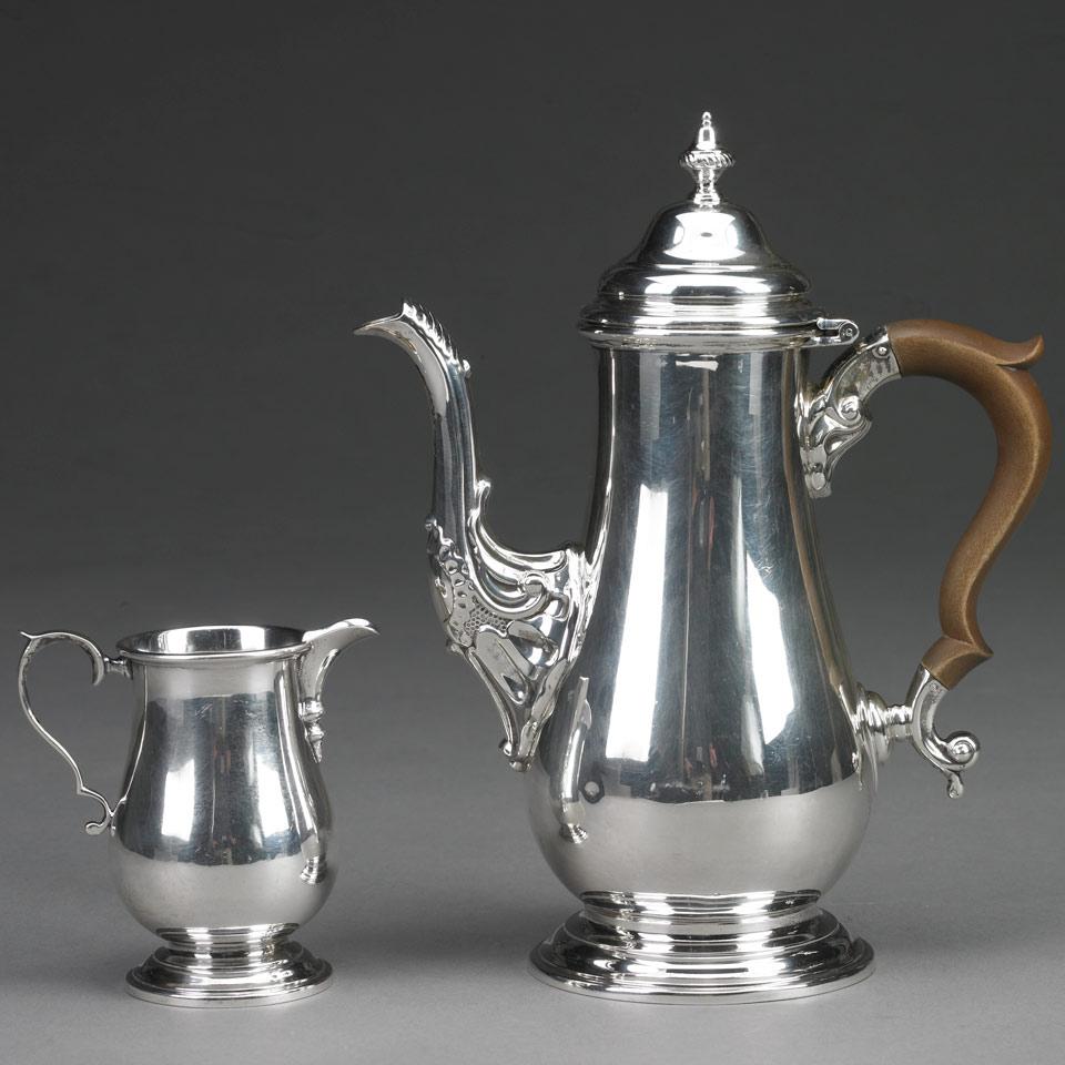 Canadian Silver Coffee Pot and Cream Jug, Henry Birks & Sons, Montreal, Que., 1947/50
