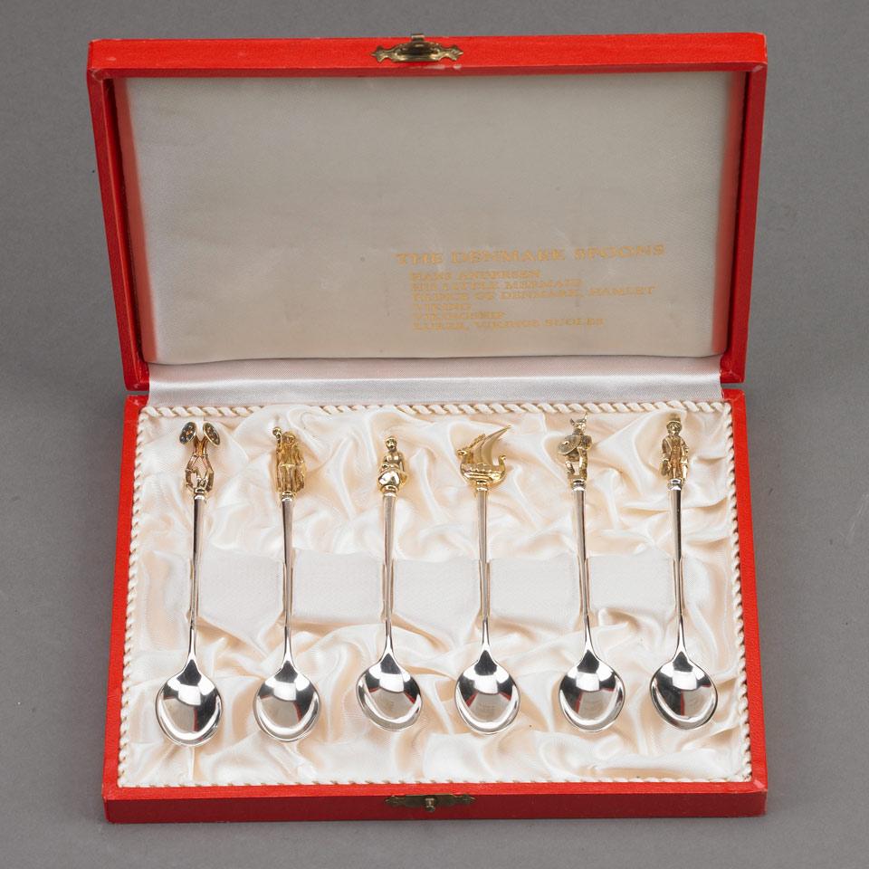 Six Danish Silver Parcel-Gilt Coffee Spoons, Aage Weimar, 20th century
