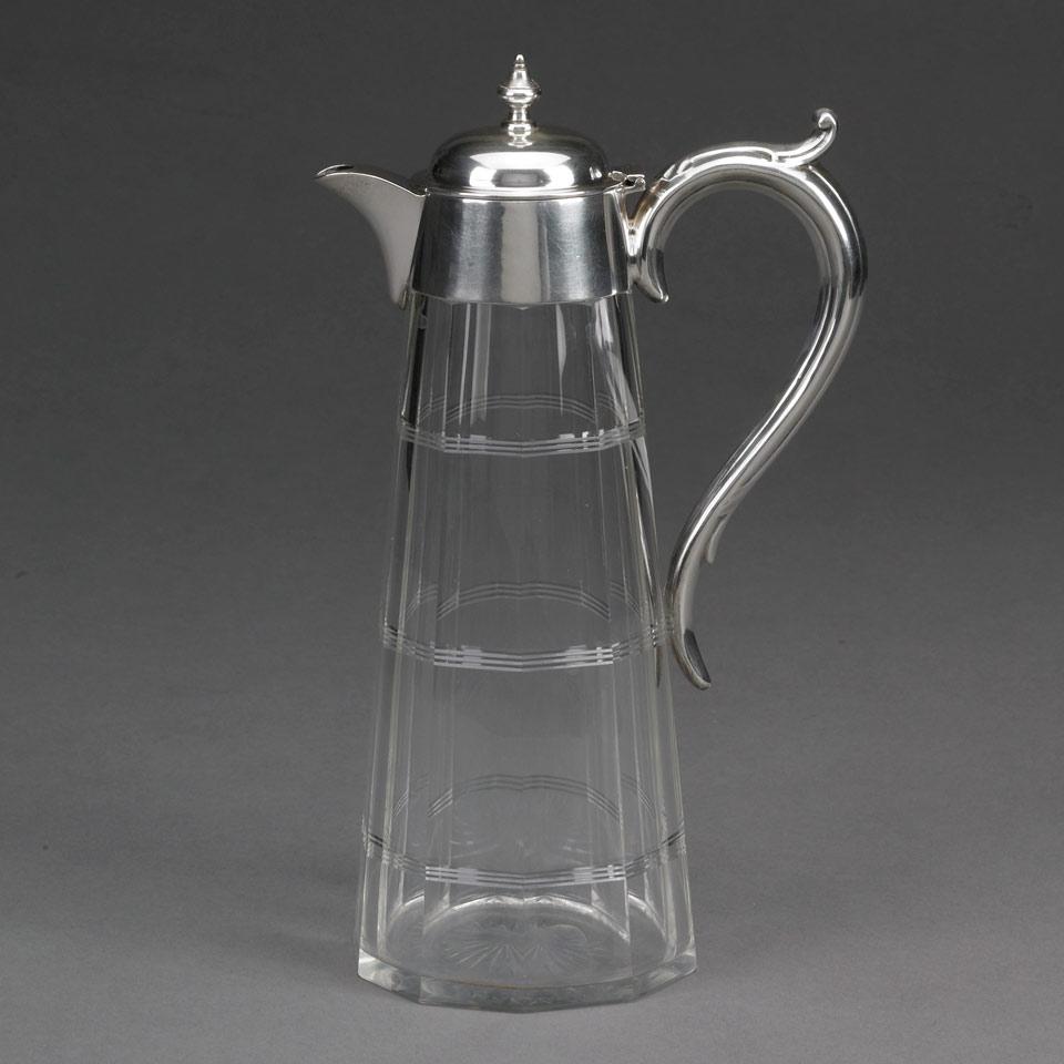 English Silver Mounted Cut Glass Claret Jug, Richard Richardson, Sheffield, 1910