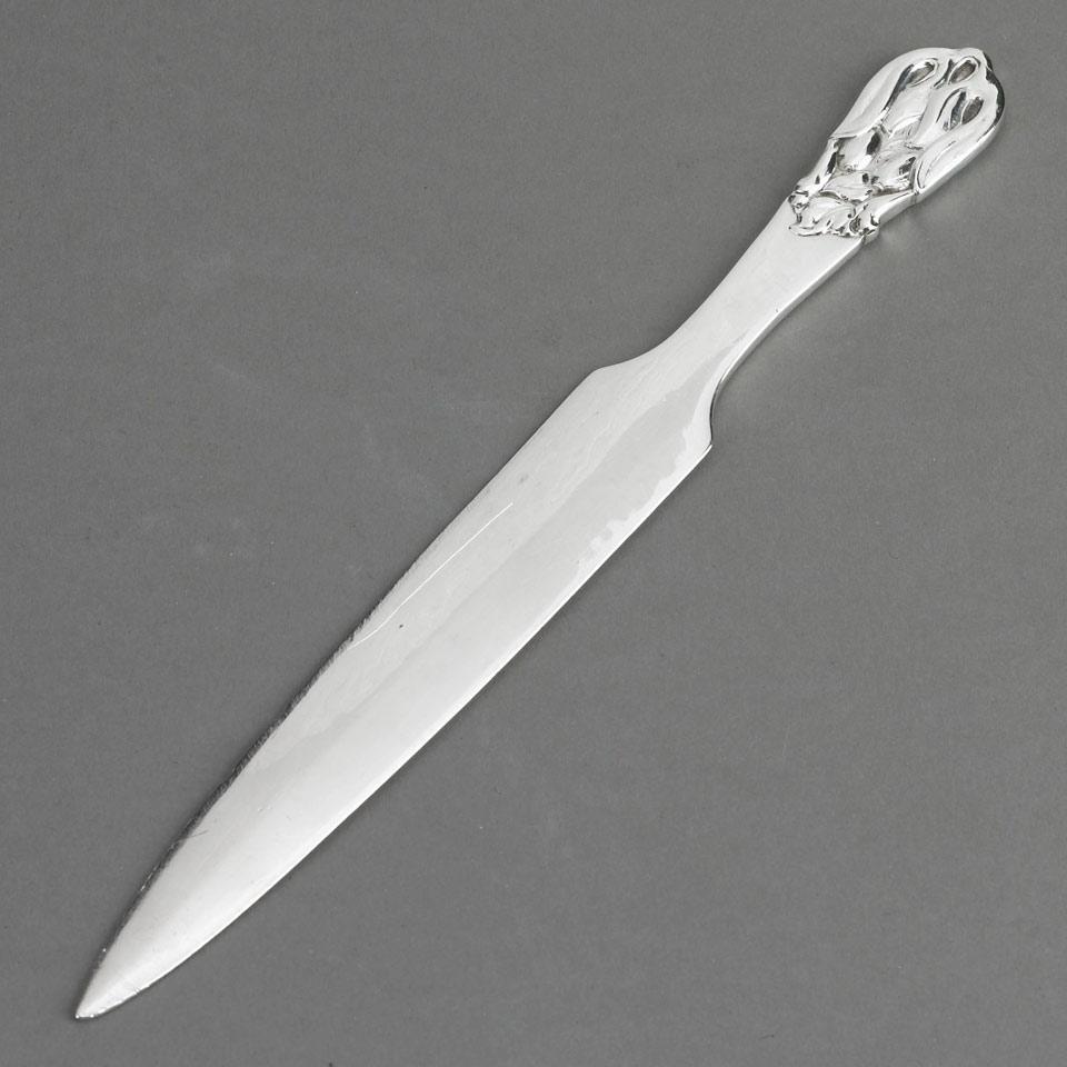 Canadian Silver Letter Opener, Poul Petersen for Mappins, Montreal, Que., c.1935-53