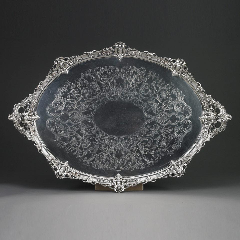 Victorian Silver Plated Two-Handled Serving Tray, late 19th century