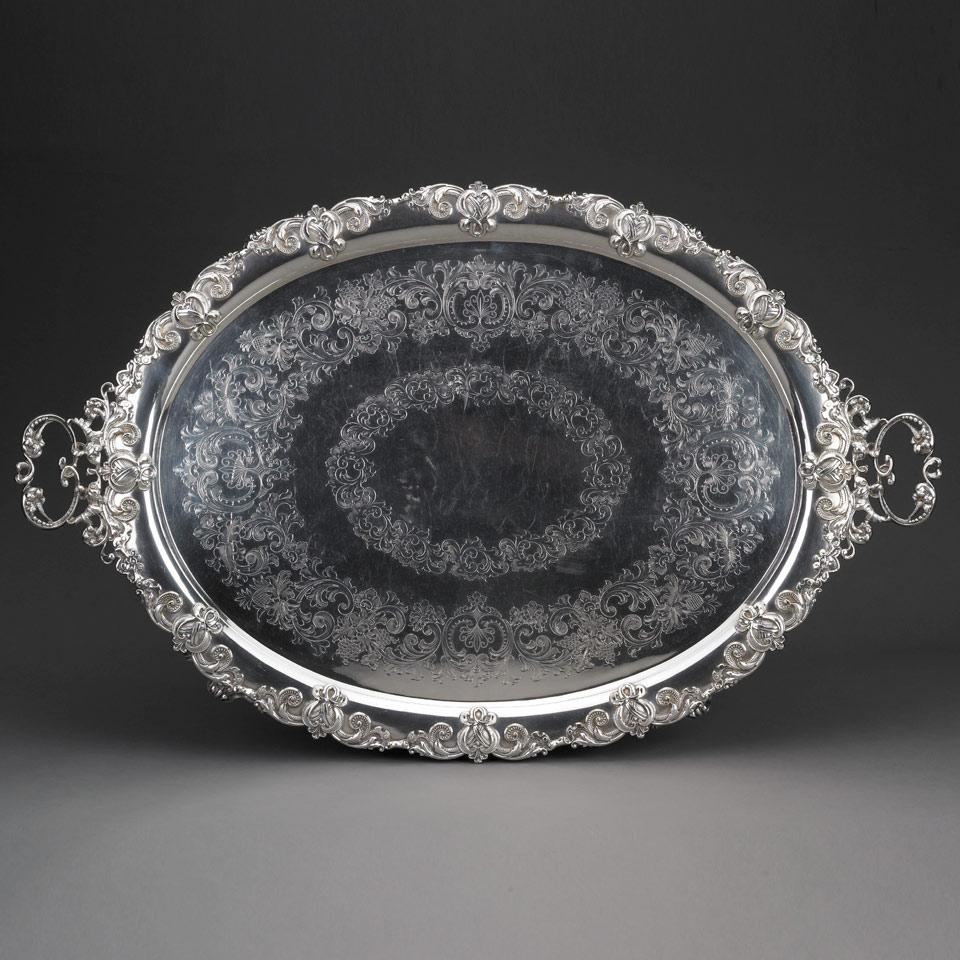 Victorian Silver Plated Two-Handled Serving Tray, late 19th century