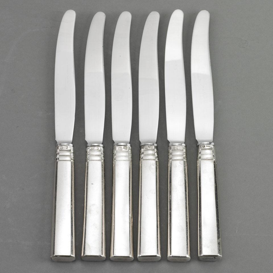Six Russian Silver Handled Dinner Knives, St. Petersburg, 1845