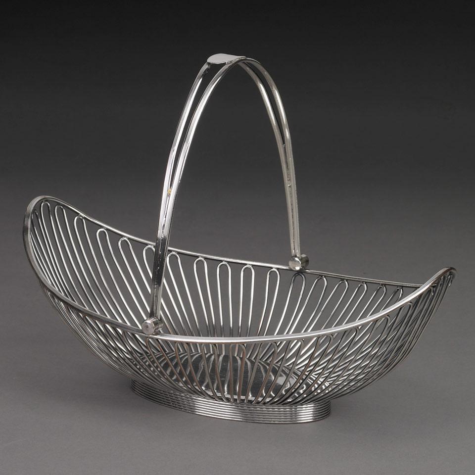 Edwardian Silver Plated Wire-Work Basket, c.1900