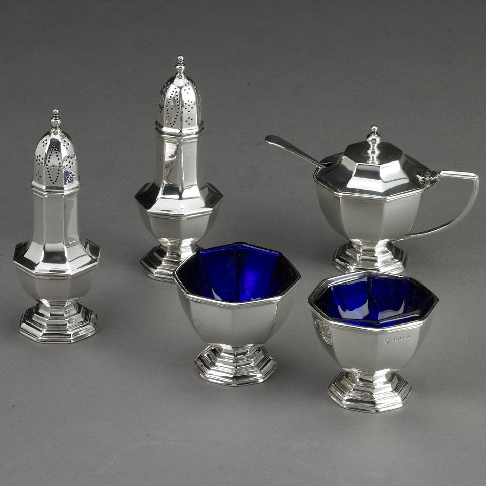 Edwardian Silver Condiment Set, Ellis Jacob Greenberg, London, 1907