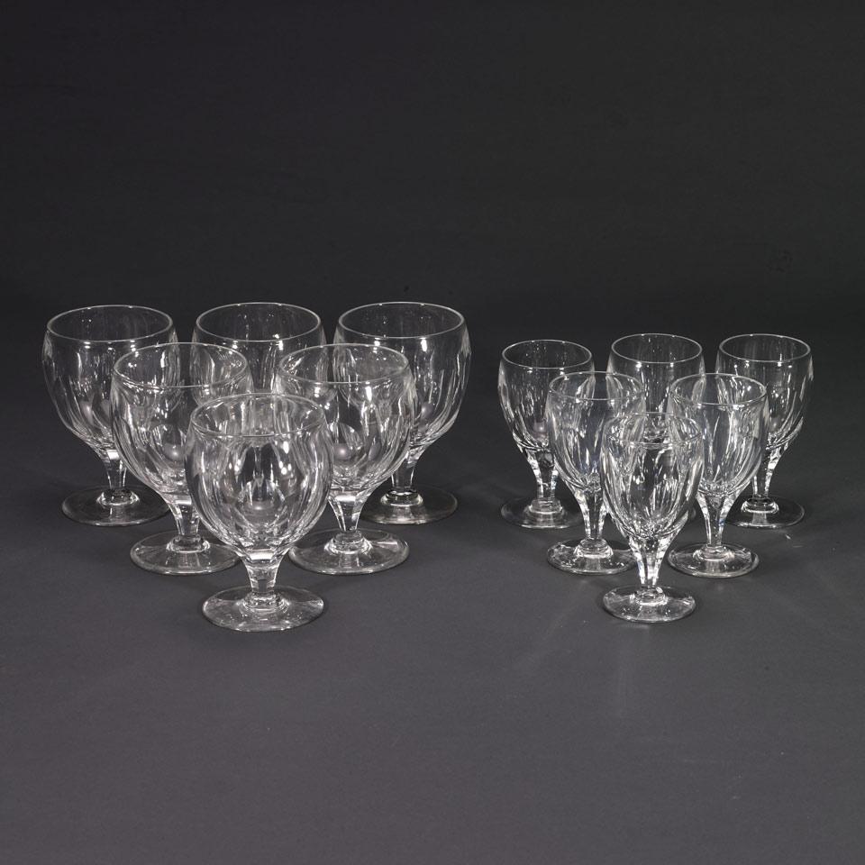 Six Webb Cut Glass Red Wine Glasses and Six White Wines, 20th century