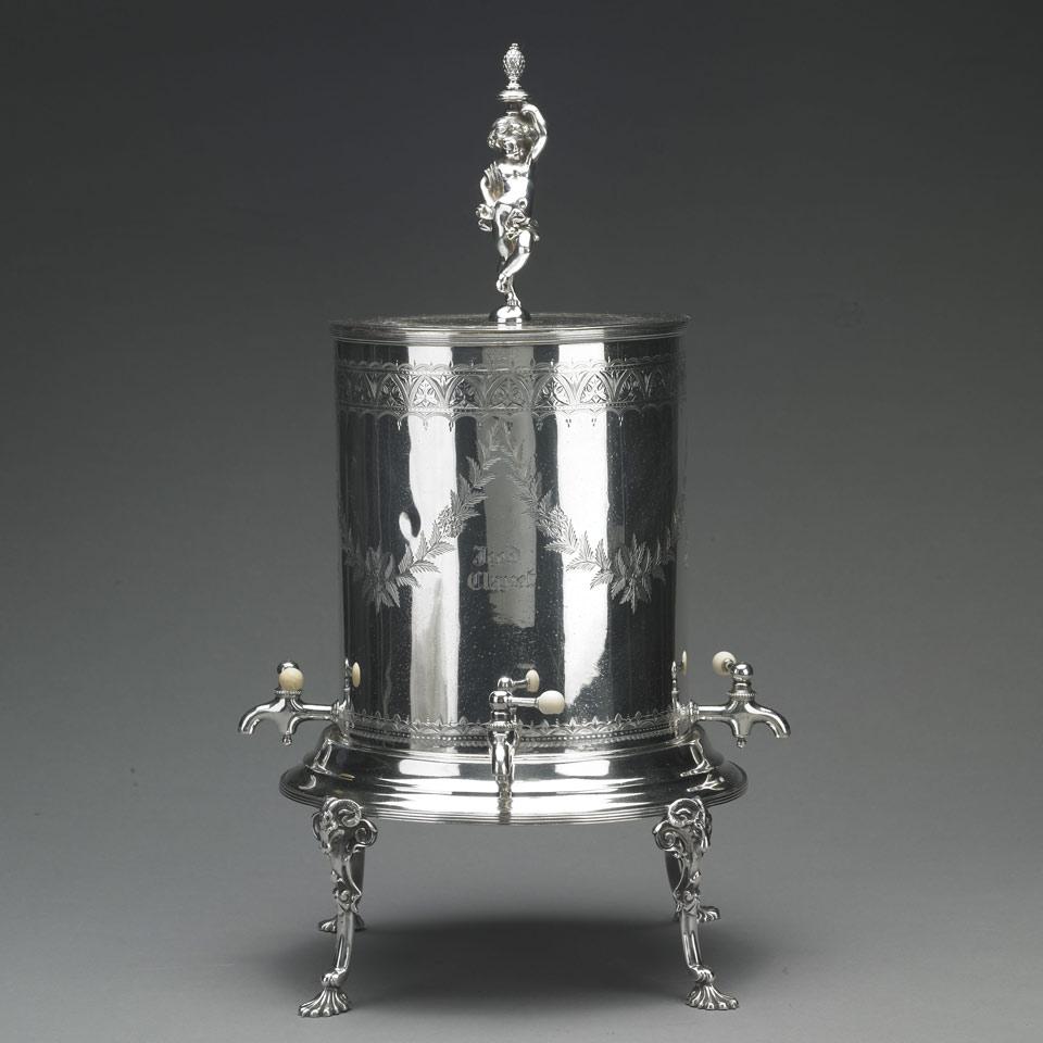 Victorian Engraved Silver Plated Iced Wine Cistern, late 19th century