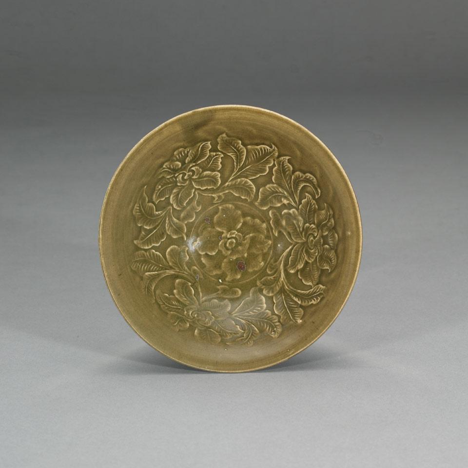 Celedon Glazed Conical Bowl, Le Dynasty, Vietnam, 15th to 17th Century