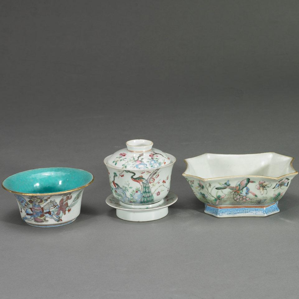 Three Famille Rose Porcelain Wares, 19th/20th Century
