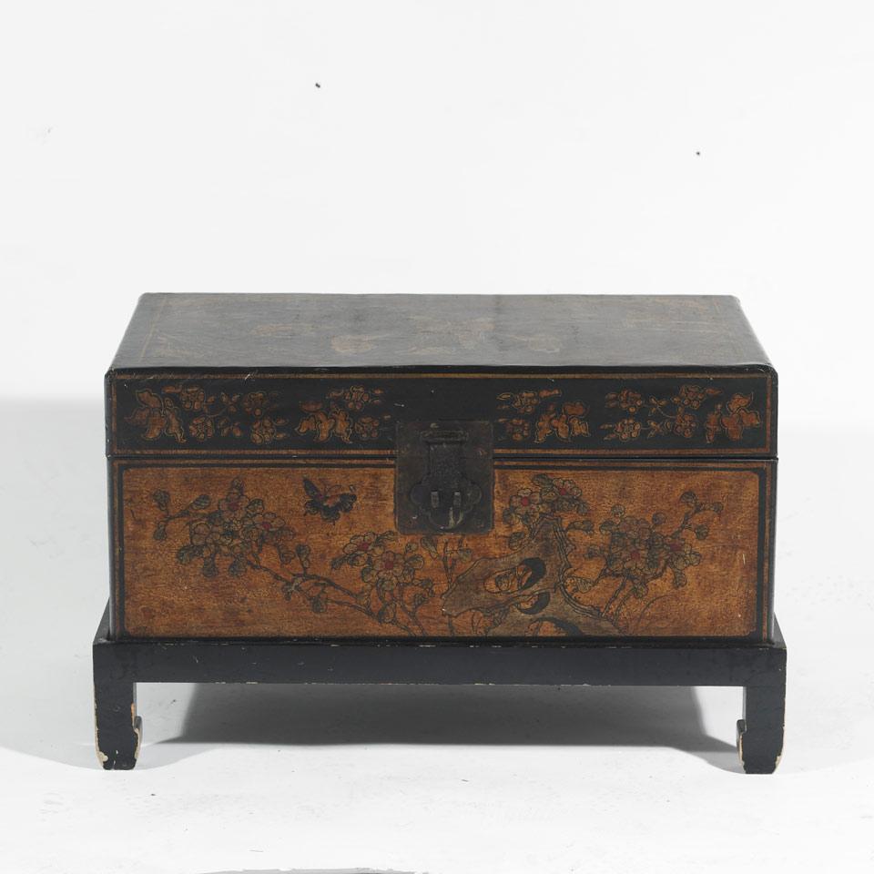 Black Lacquered and Gilt Decorated Wood Storage Chest, Daoguang Mark