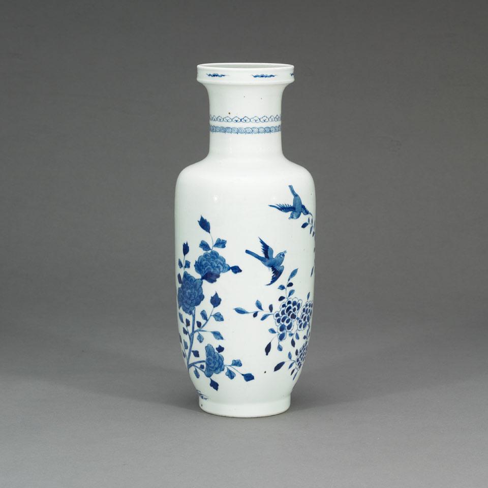 Blue and White Rouleau Vase, Kangxi Mark