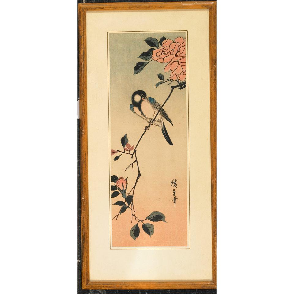 Two Woodblock Prints of Birds