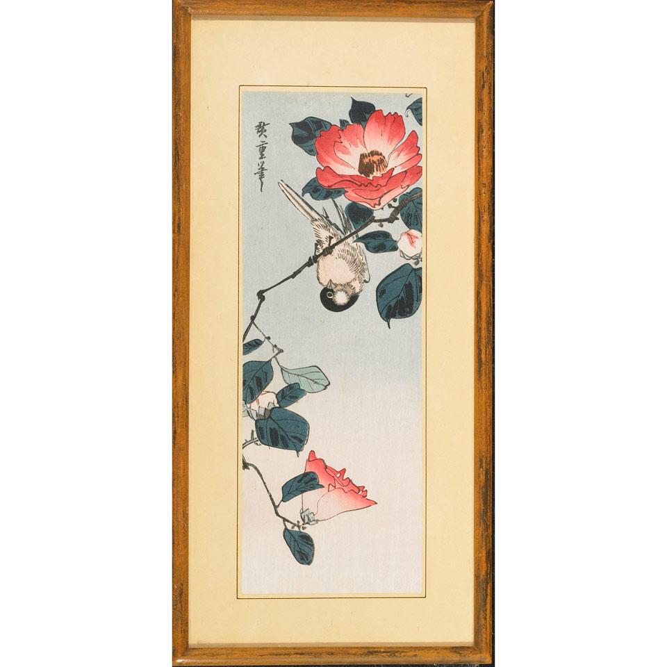 Two Woodblock Prints of Birds