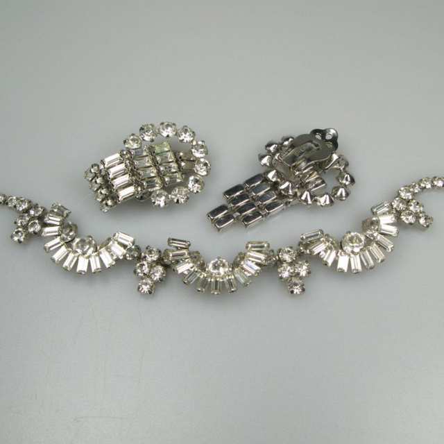 Sherman Silver Tone Metal Necklace And Earring Suite
