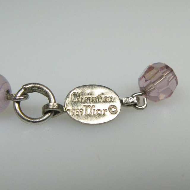 Christian Dior Triple Strand Lavender Bead Necklace