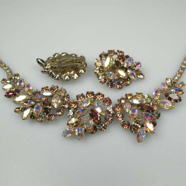 Sherman Gold Tone Metal Necklace And Earring Suite