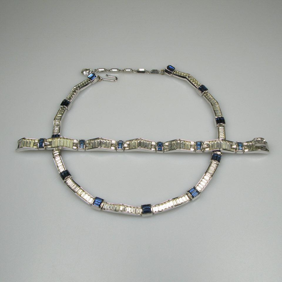 Trifari Silver Tone Metal Necklace And Bracelet
