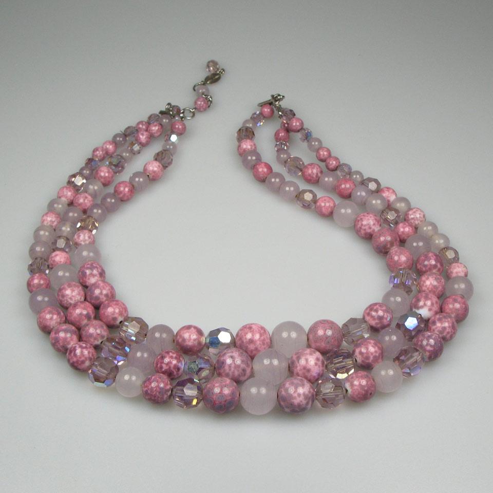 Christian Dior Triple Strand Lavender Bead Necklace