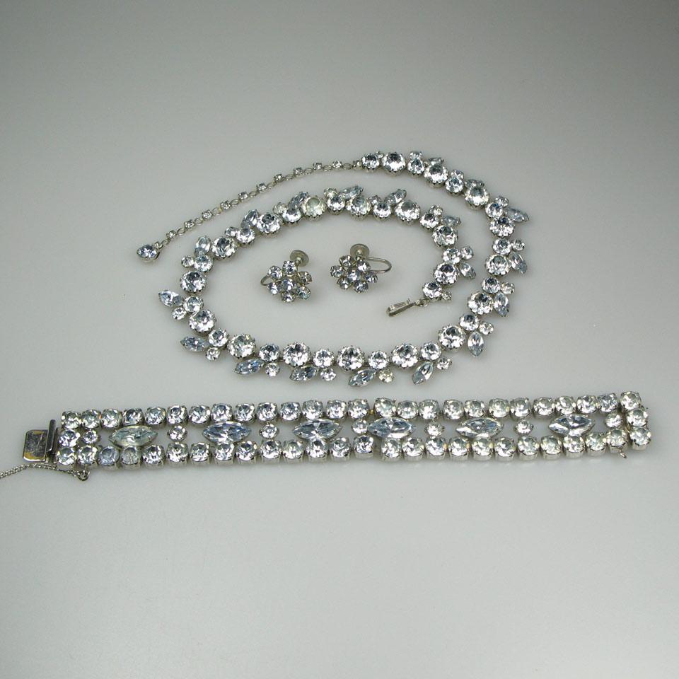 Sherman Silver Tone Metal Necklace, Bracelet And Earring Suite