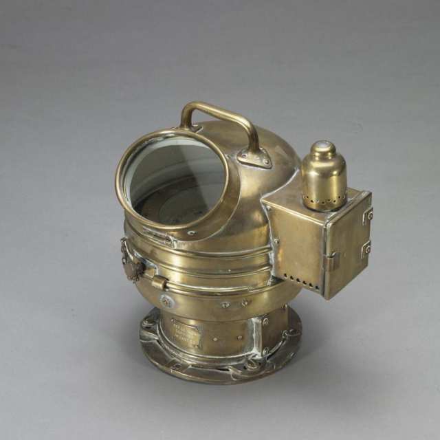 Brass Ship’s Binnacle with Spring Mounted Compass, mid 20th century
