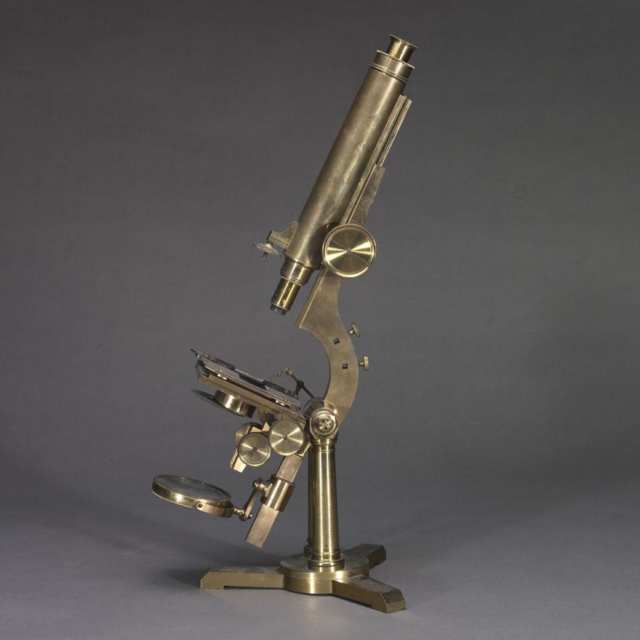 Large Lacquered Brass Monocular Microscope, Smith & Beck, London, #2098, 19th century