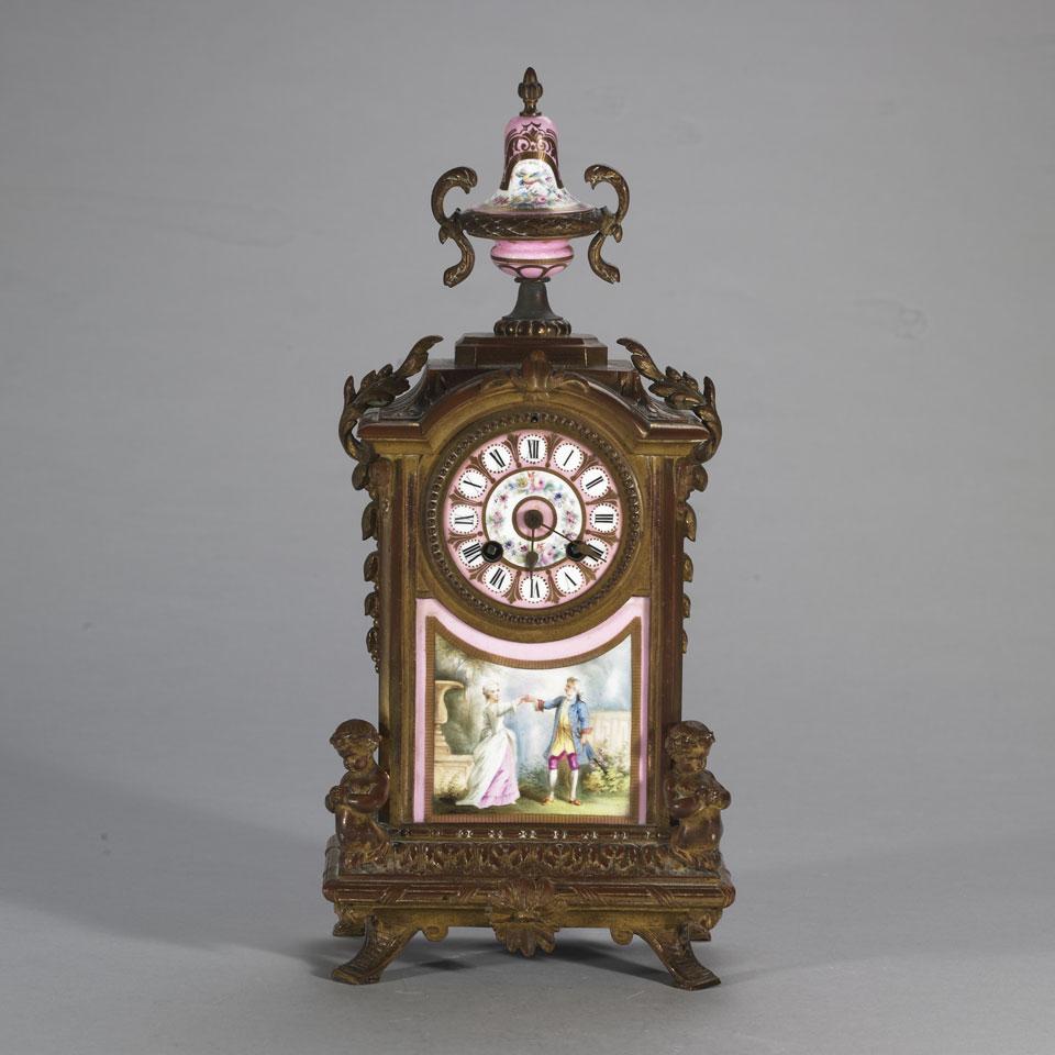 Louis XVI Style ‘Sevres’ Porcelain Mounted Ormolu Mantle Clock, c.1880