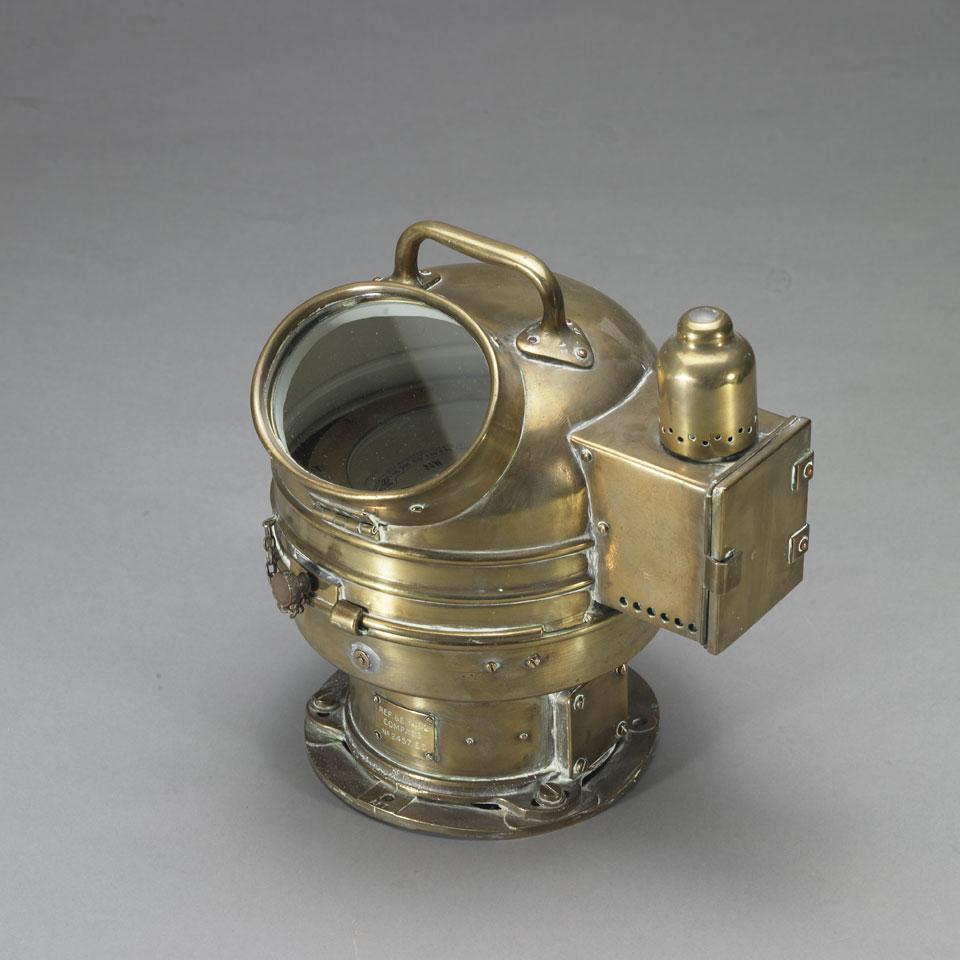 Brass Ship’s Binnacle with Spring Mounted Compass, mid 20th century