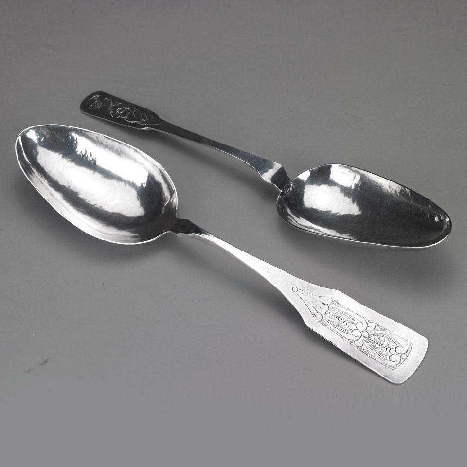 Two South American Silver Large Serving Spoons, late 19th/early 20th century