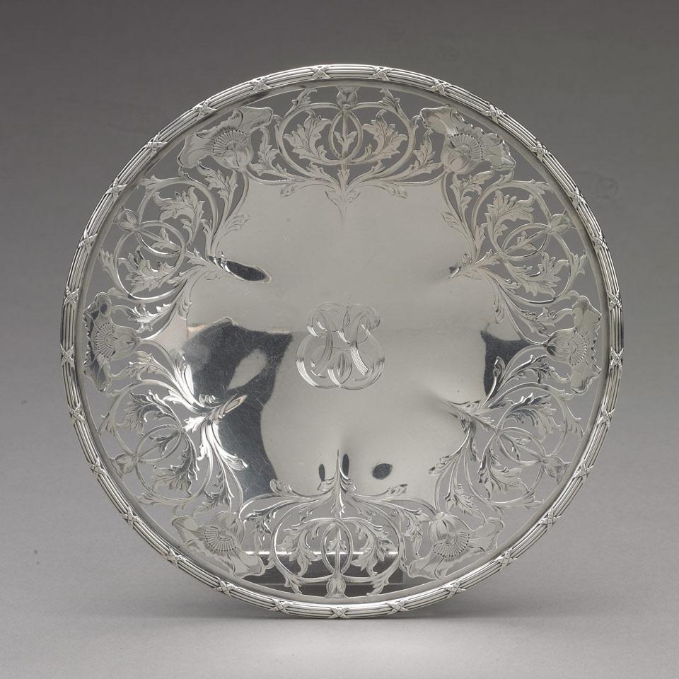 American Silver Pierced and Engraved Low Comport, Sweetzer Co., New York, N.Y., c.1900