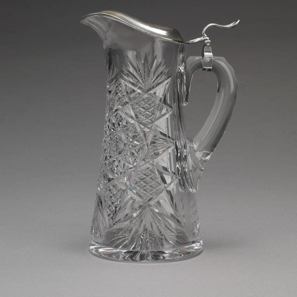 English Silver Mounted Cut Glass Jug, Birmingham, 1912