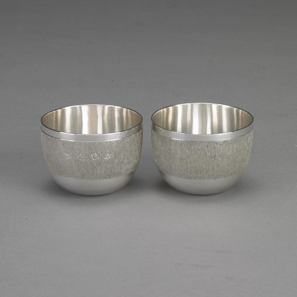 Pair of English Silver Tumbler Cups, Wakely & Wheeler, London, 1969