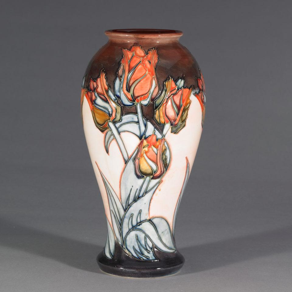 Moorcroft Red Tulip Vase, Sally Tuffin, 1990