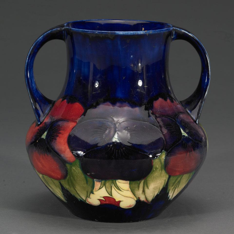 Moorcroft Pansy Two-Handled Vase, c.1925