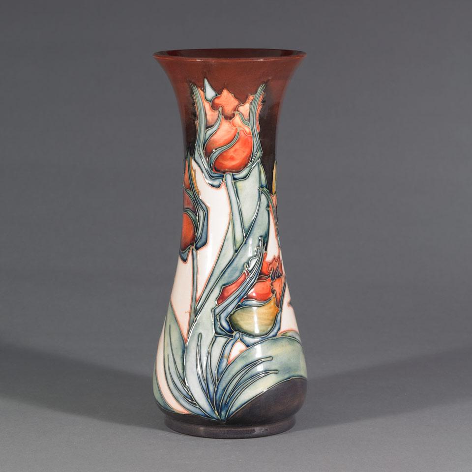 Moorcroft Red Tulip Vase, Sally Tuffin, 1993