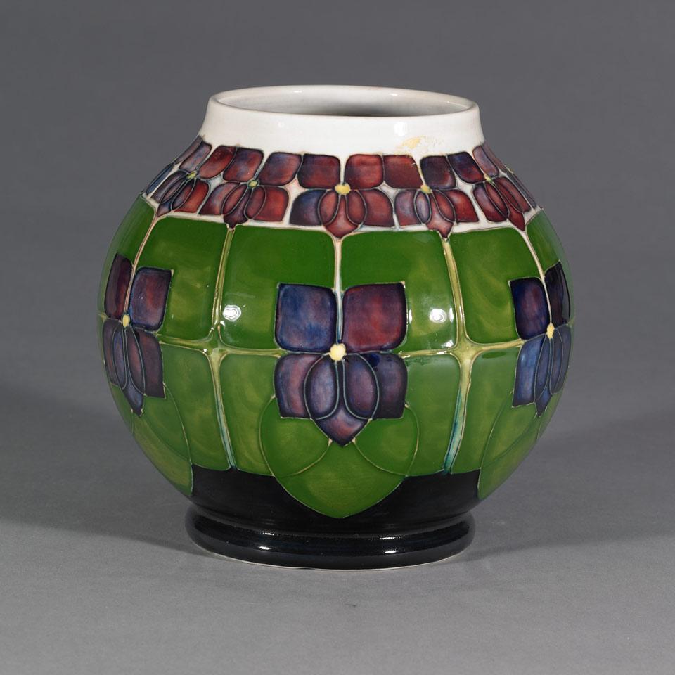 Moorcroft Violet Vase, Sally Tuffin, c.1987-89