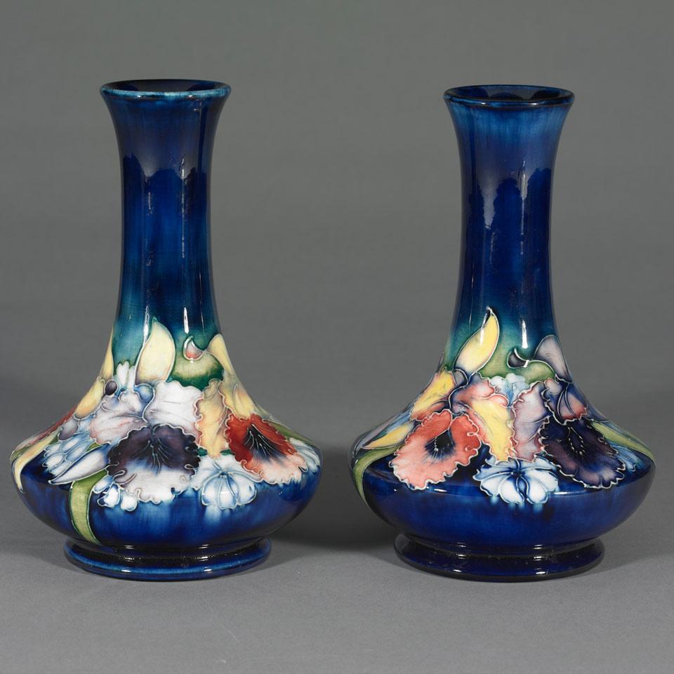 Pair of Moorcroft Orchids Vases, 1930’s
