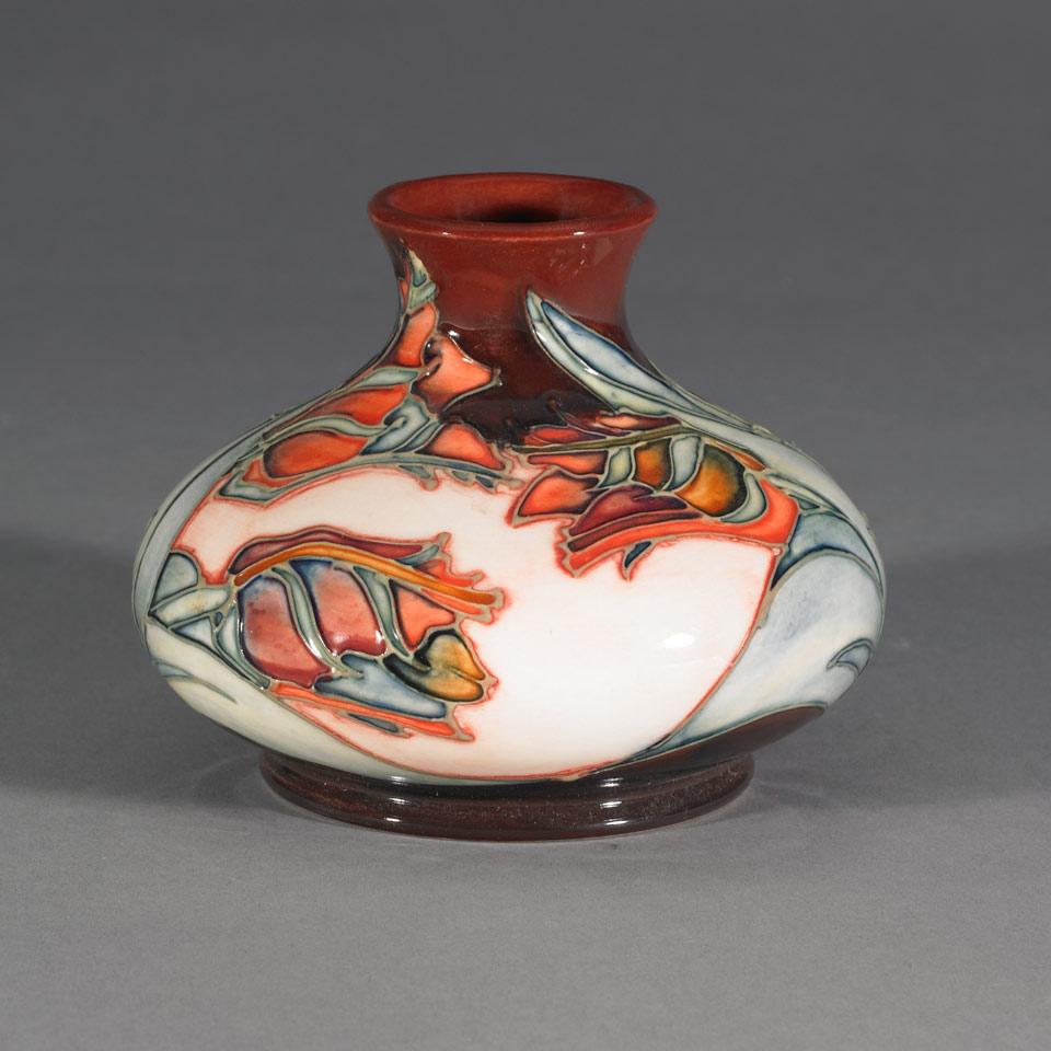Moorcroft Red Tulip Vase, Sally Tuffin, 1993