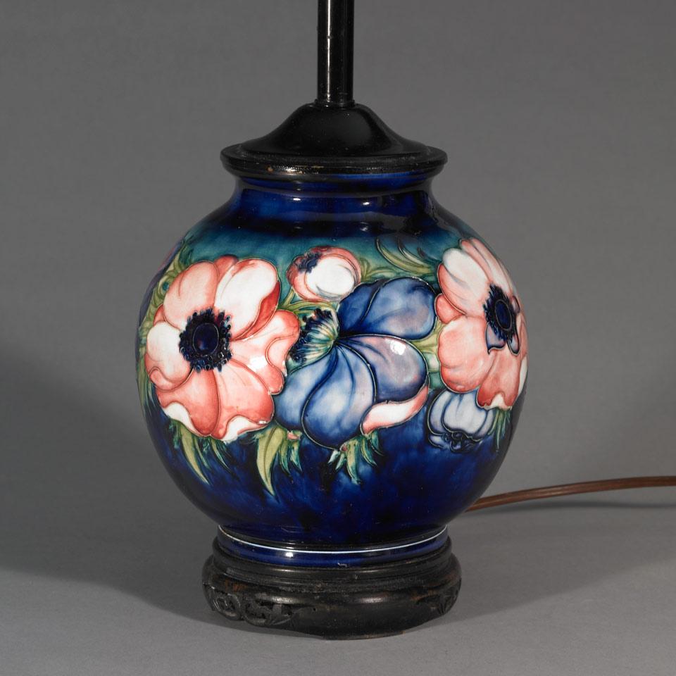 Moorcroft Anemone Table Lamp, c.1945-49
