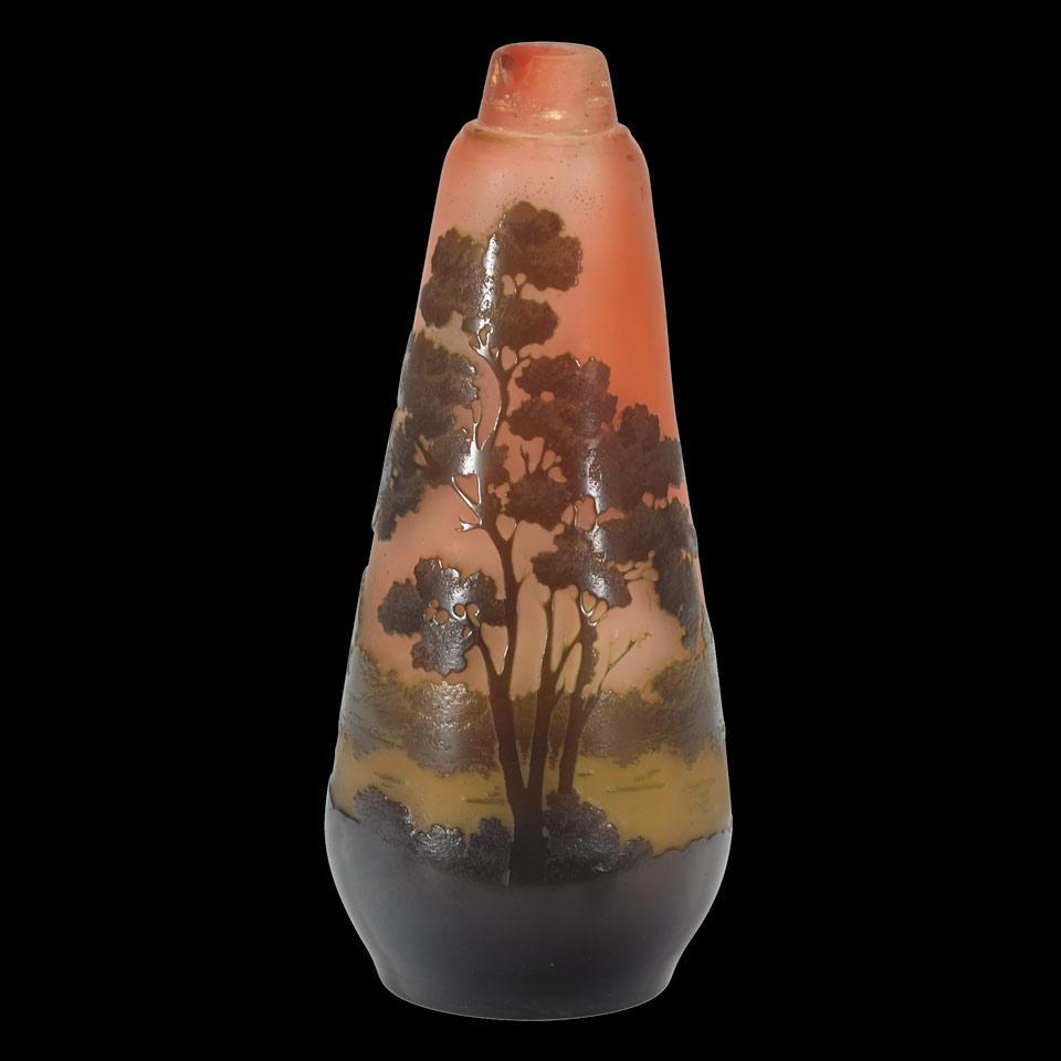 Gallé Landscape Cameo Glass Vase, early 20th century