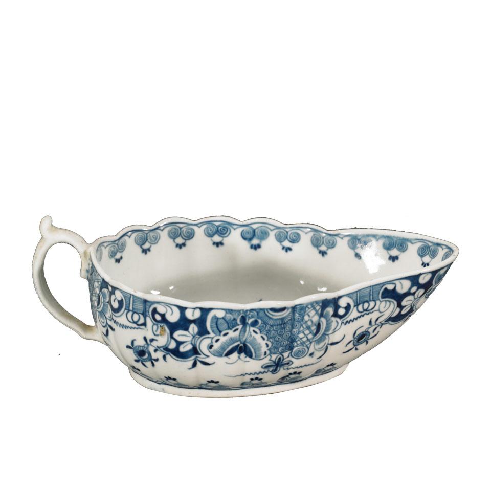 Worcester ‘Doughnut Tree’ Fluted Sauce Boat, c.1775-80