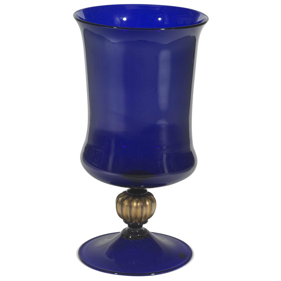 Murano Large Blue Glass Vase, 20th century