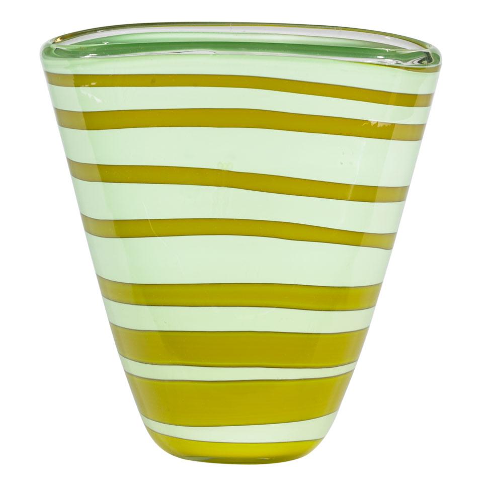 Murano Opaque Green Glass Vase, 20th century